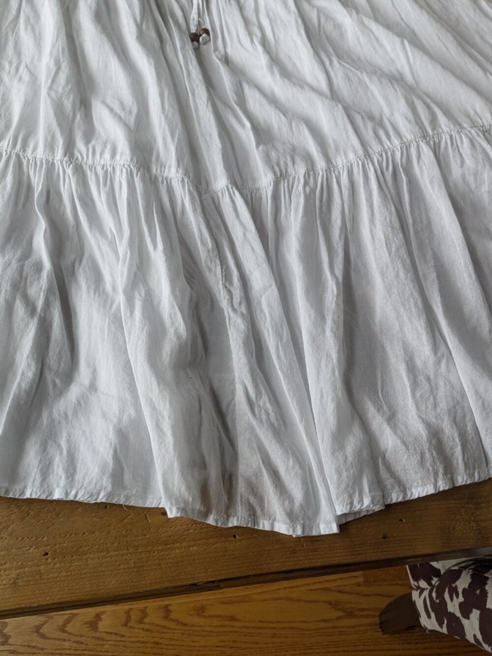 White stag long white cotton skirt elastic waist drawstring size M #303 - Picture 3 of 5
